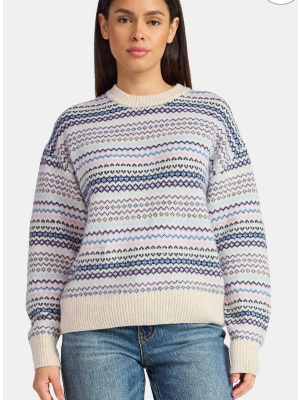 Time And Tru Fair Isle Sweater Oatmeal Size L (12-14)